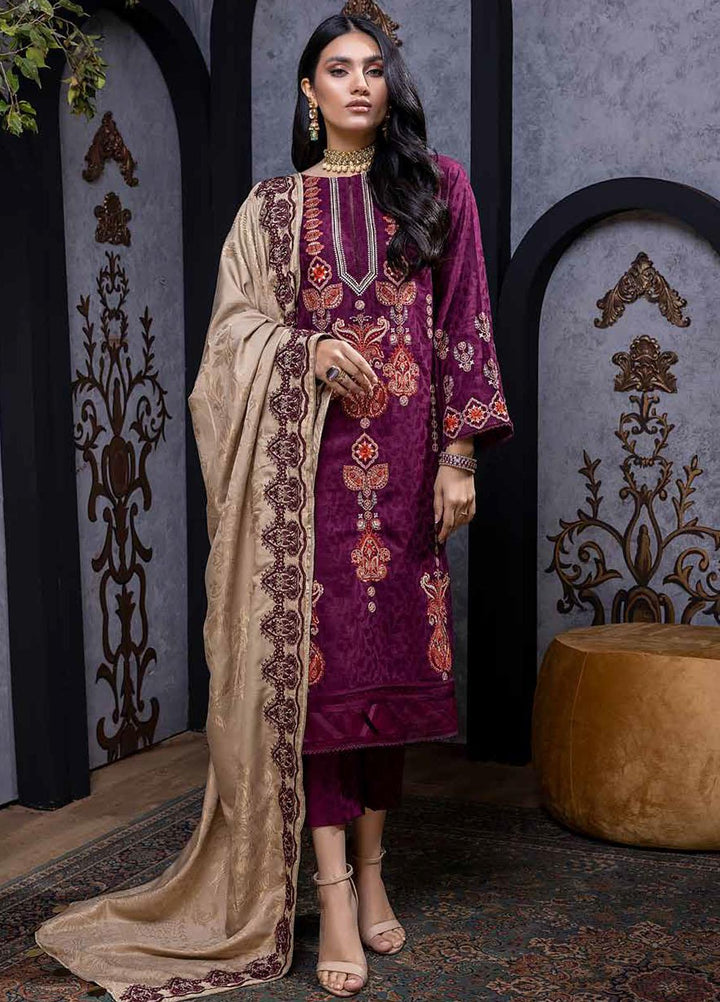 Charizma Embroidered Leather Peach Suits Unstitched 3 Piece CRZ22LW CJW-03 - Winter Collection