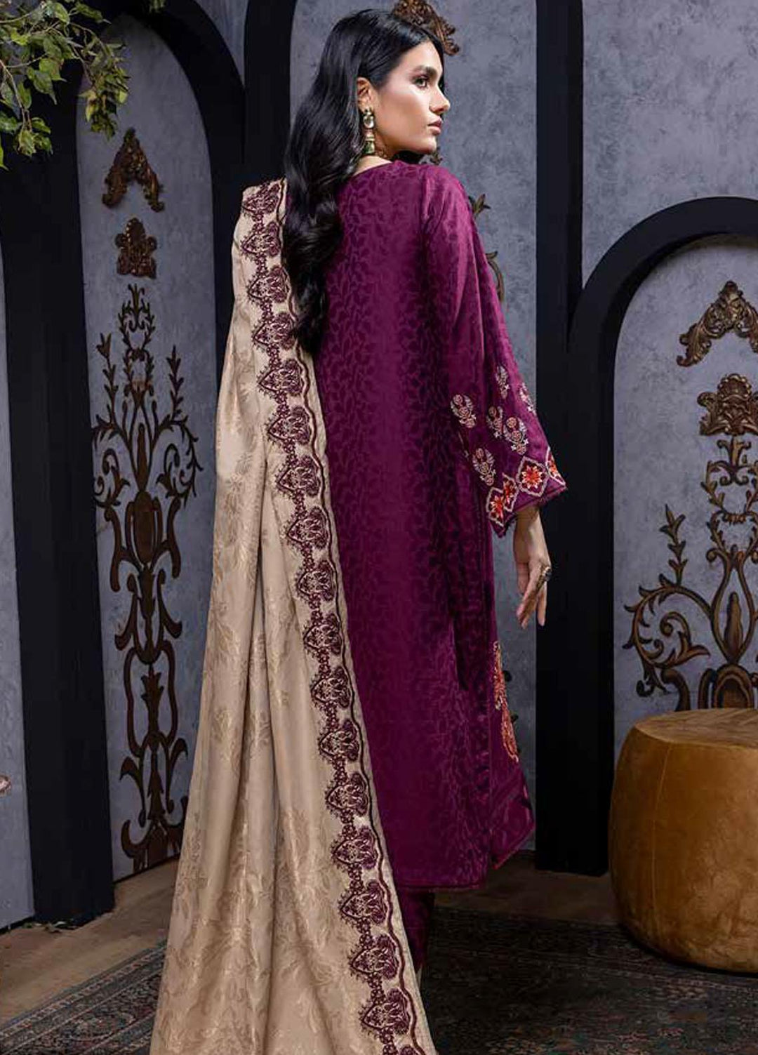 Charizma Embroidered Leather Peach Suits Unstitched 3 Piece CRZ22LW CJW-03 - Winter Collection