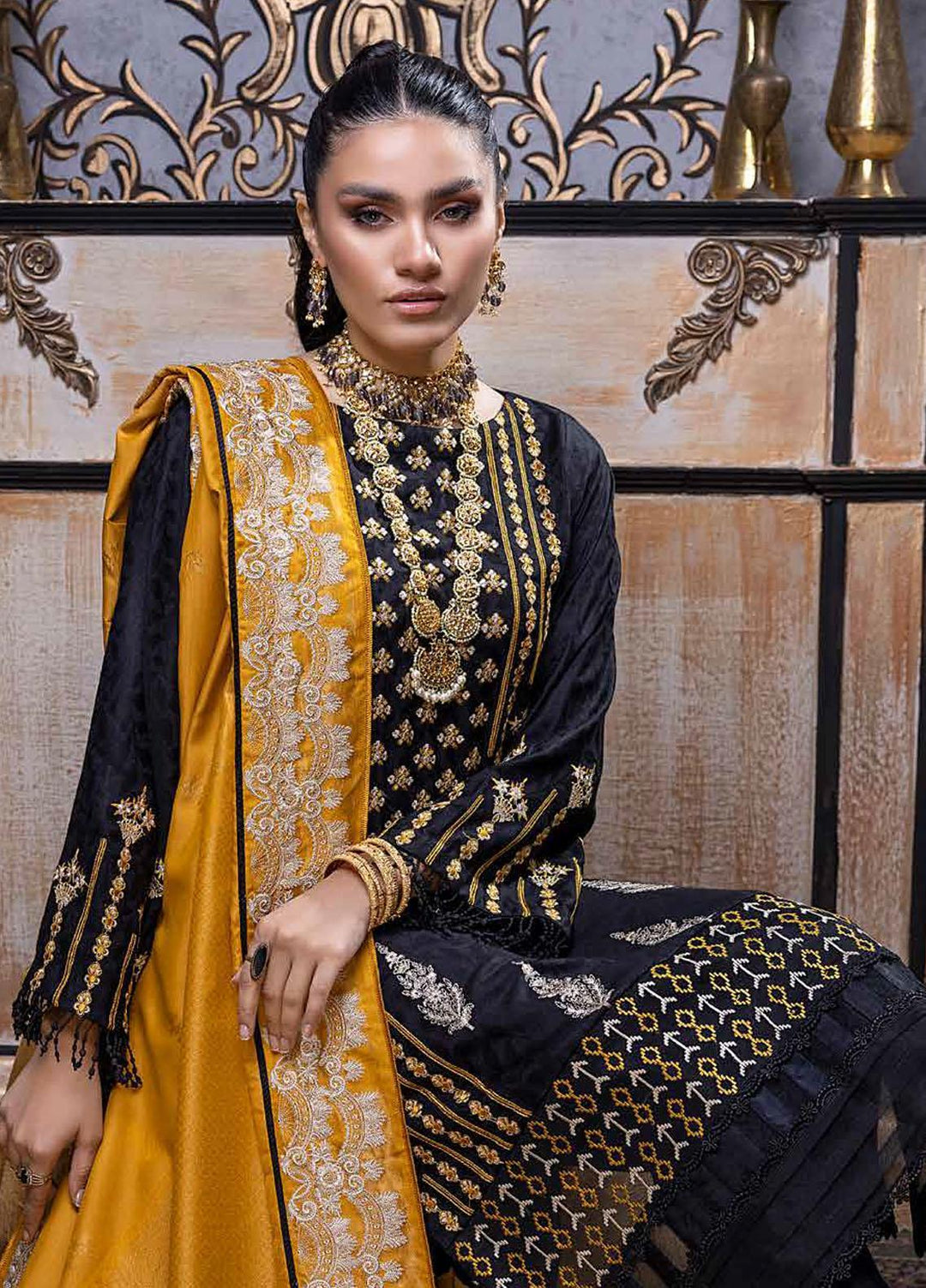 Charizma Embroidered Leather Peach Suits Unstitched 3 Piece CRZ22LW CJW-04 - Winter Collection