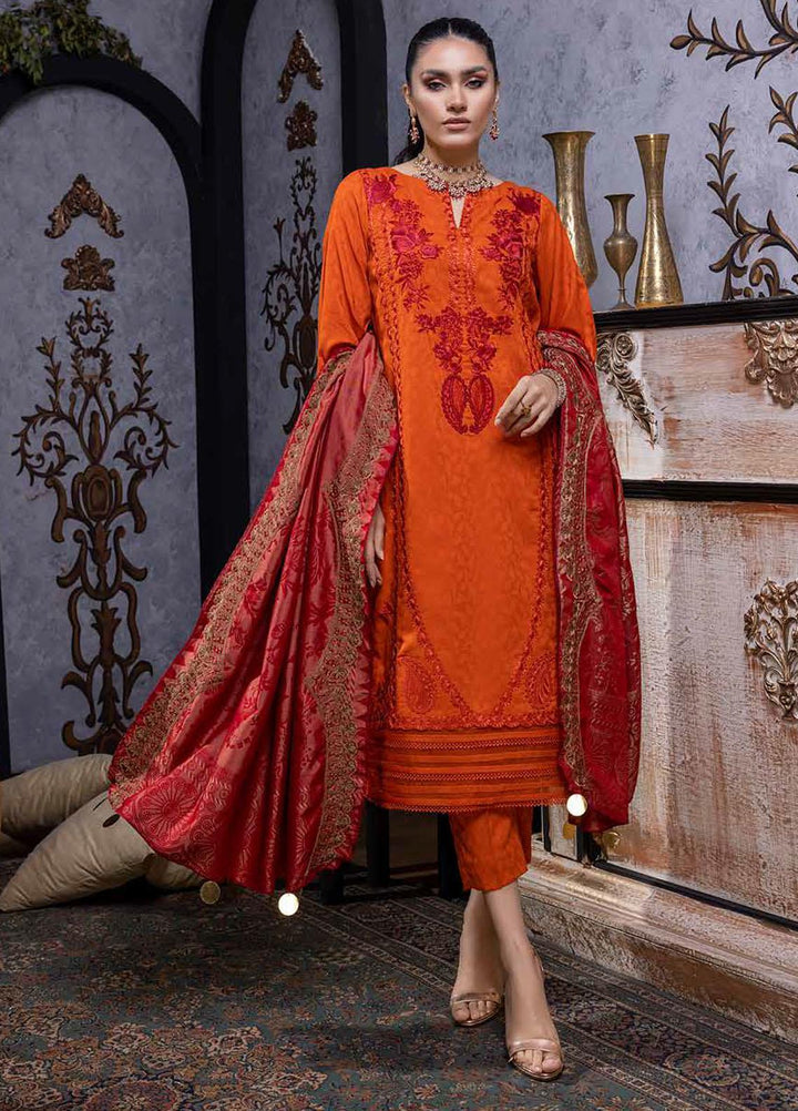 Charizma Embroidered Leather Peach Suits Unstitched 3 Piece CRZ22LW CJW-05 - Winter Collection