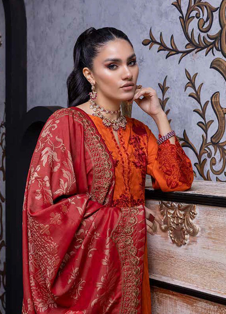 Charizma Embroidered Leather Peach Suits Unstitched 3 Piece CRZ22LW CJW-05 - Winter Collection