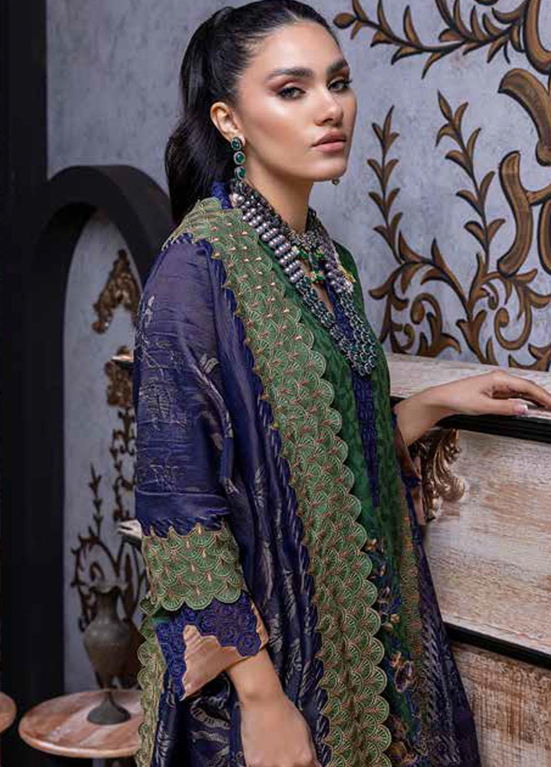 Charizma Embroidered Leather Peach Suits Unstitched 3 Piece CRZ22LW CJW-06 - Winter Collection