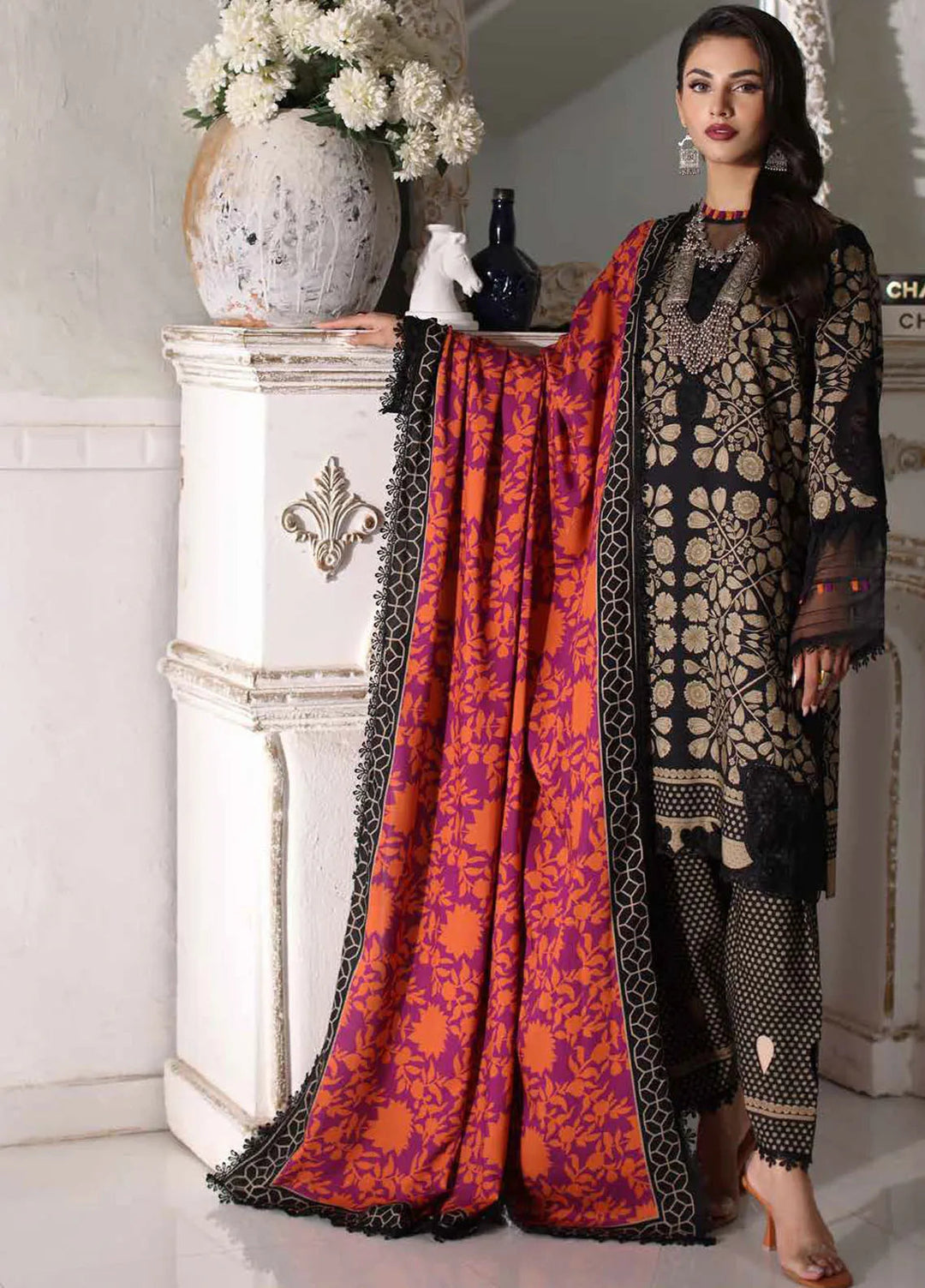 Charizma Embroidered Linen Suit Unstitched 3 Piece CRZ24EL CCW4-13 - Winter Collection