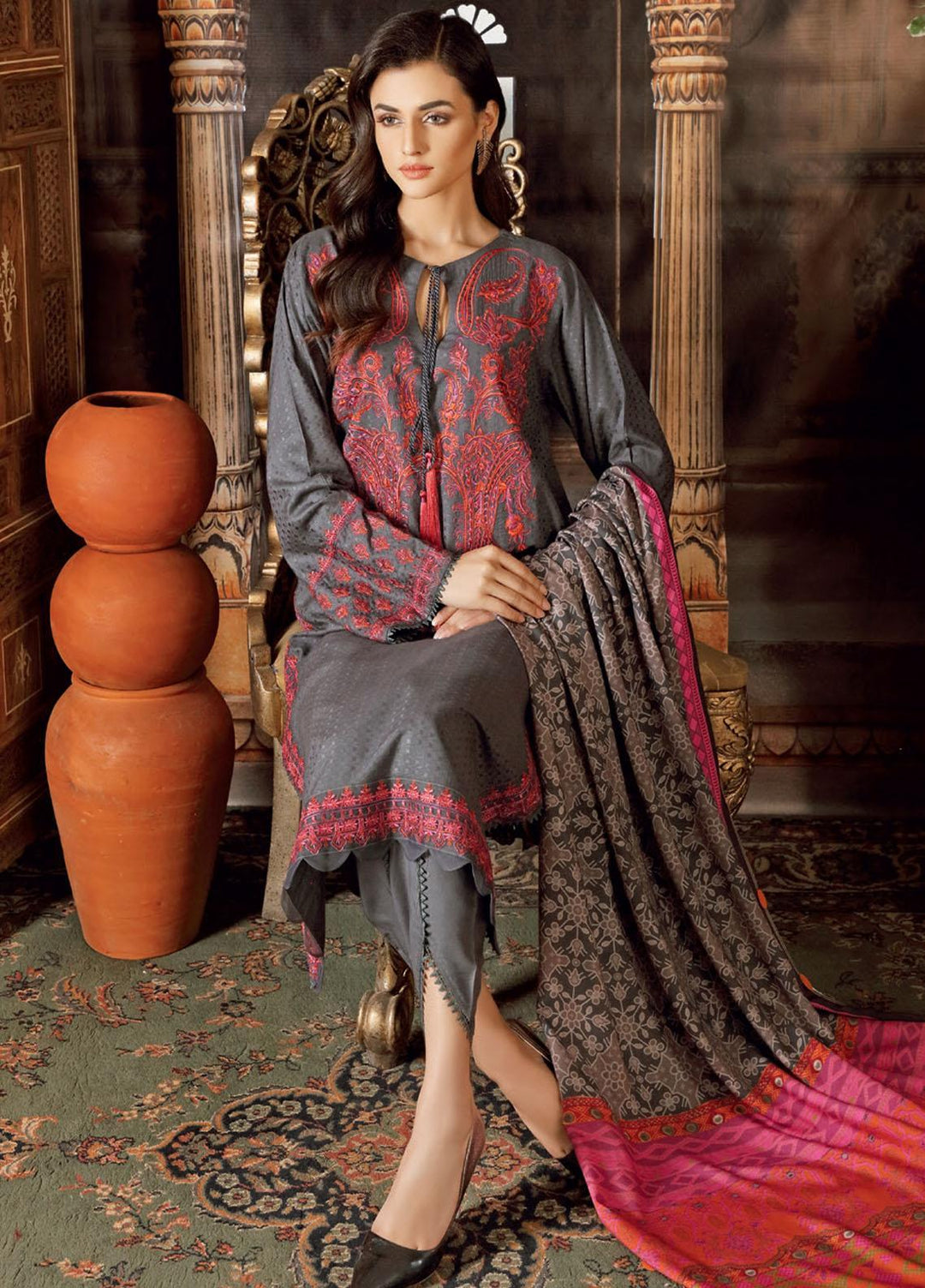 Charizma Embroidered Ikkat Suits Unstitched 3 Piece CRZ21MI CMI-03 - Winter Collection