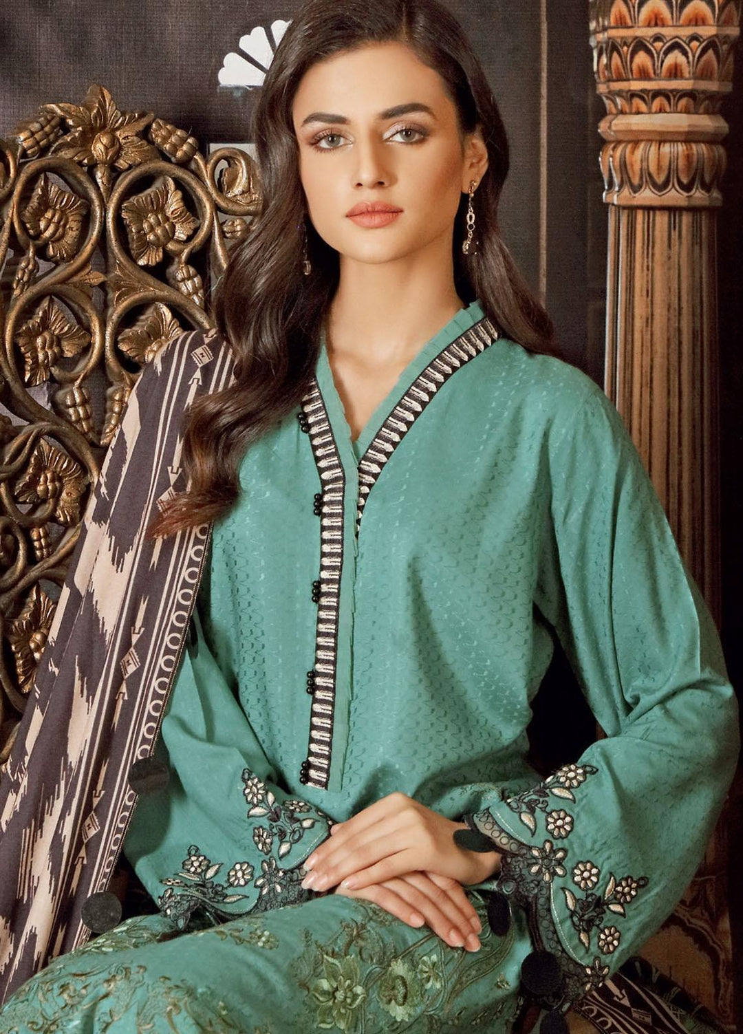 Charizma Embroidered Ikkat Suits Unstitched 3 Piece CRZ21MI CMI-04 - Winter Collection