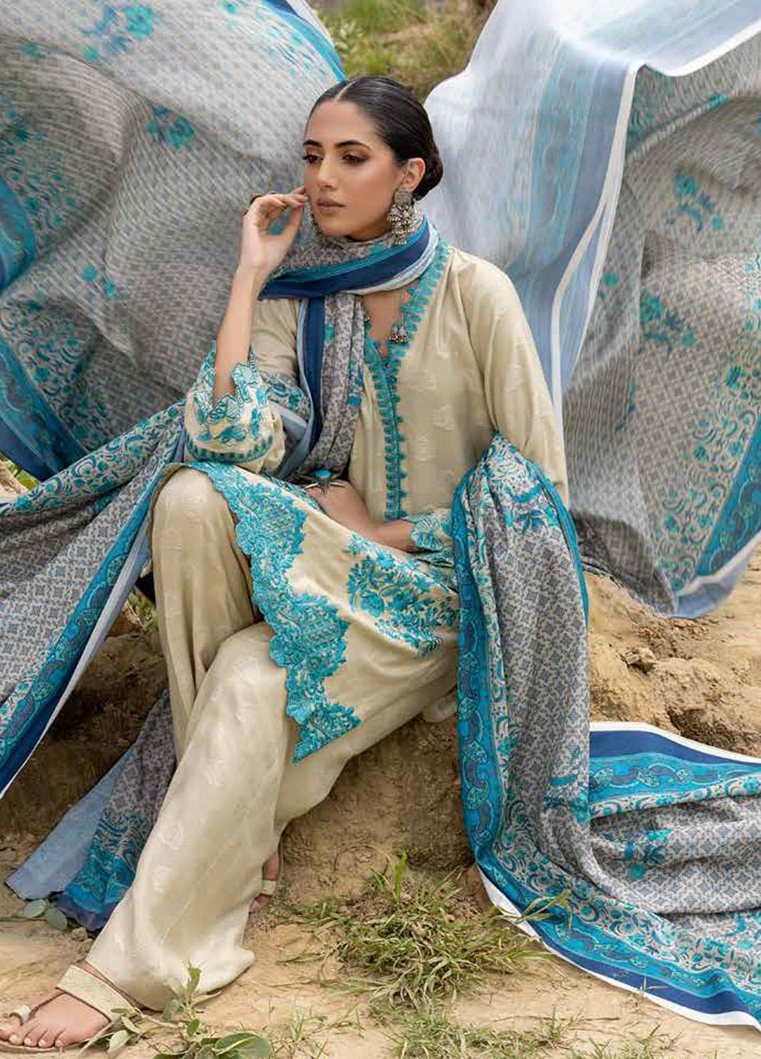 Charizma Embroidered Marina Suits Unstitched 3 Piece CRZ22MJ CLJ-08 - Winter Collection