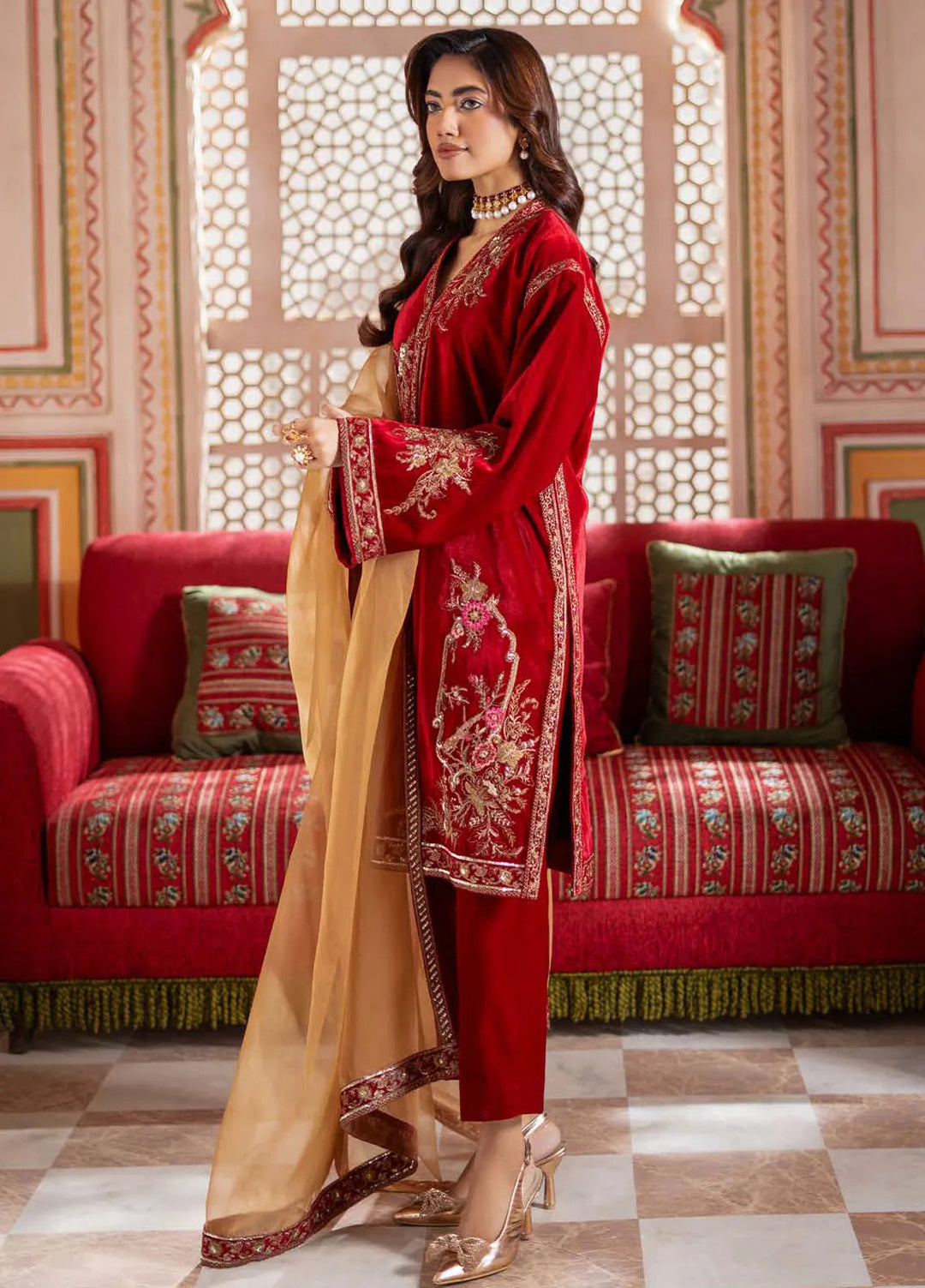 Minor Defect - Charizma Embroidered Velvet Suits Unstitched 3 Piece CRZ24SV3 CVT4-17 - Winter Collection
