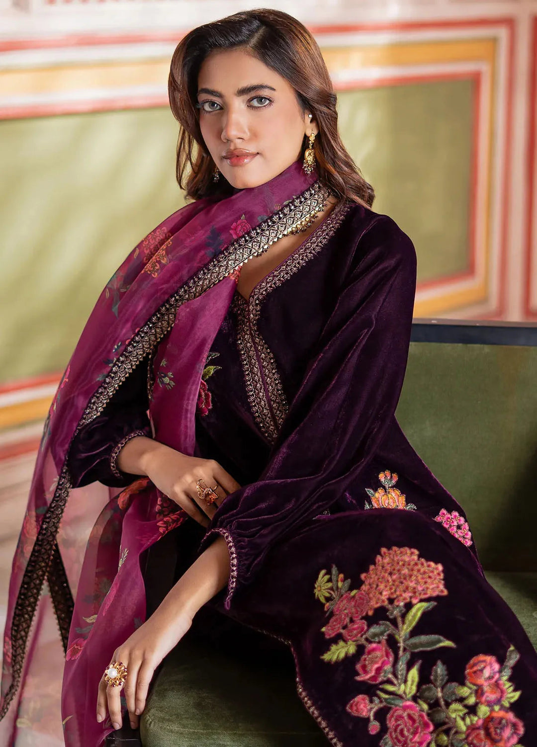 Charizma Embroidered Velvet Suits Unstitched 3 Piece CRZ24SV3 CVT4-19 - Winter Collection