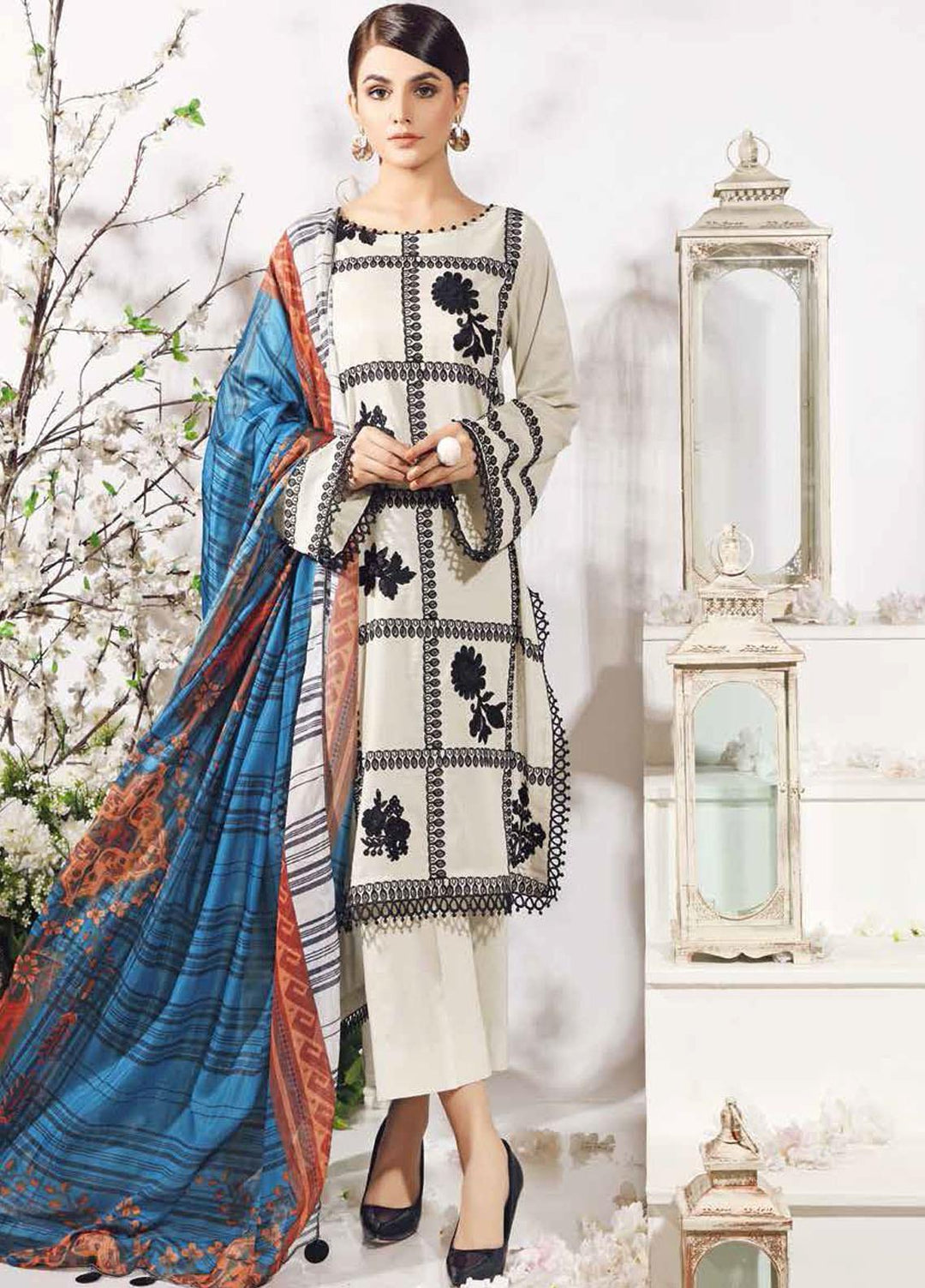 Charizma Embroidered Lawn Suits Unstitched 3 Piece CRZ21LE CIN-03-A - Summer Collection