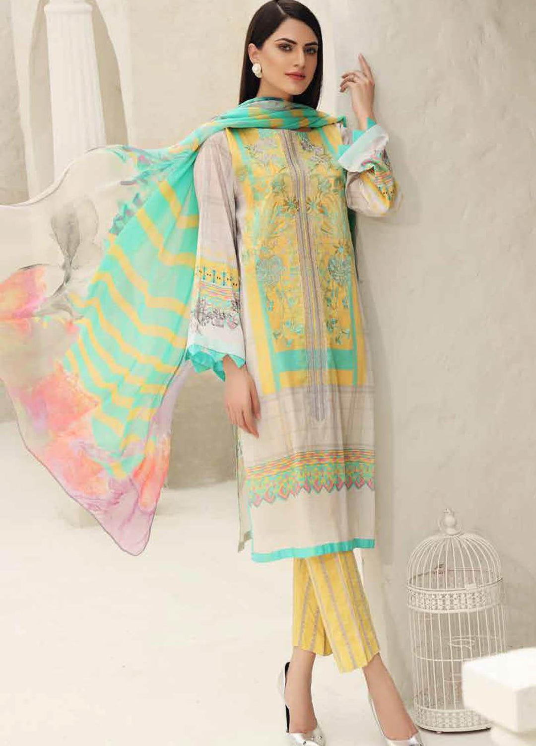 Charizma Embroidered Lawn Suits Unstitched 3 Piece CRZ21IF IN-30-A - Summer Collection