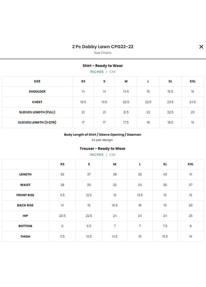 Charizma Luxury Pret  Lawn 2 Piece CPG22-22