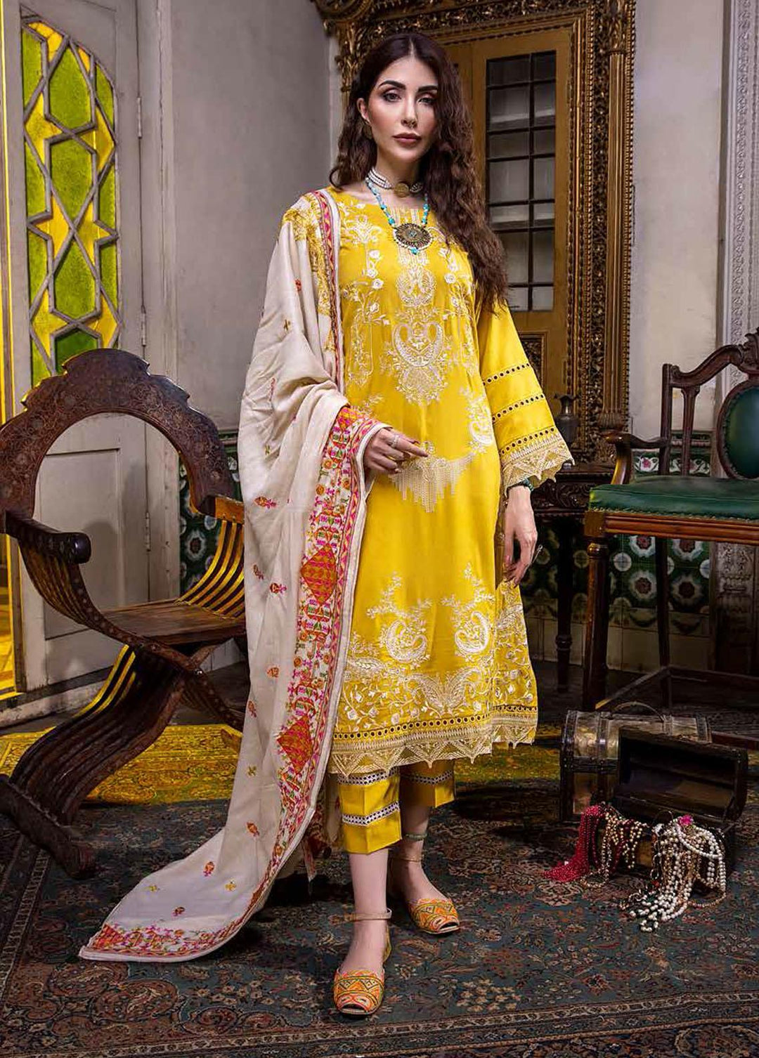 Charizma Embroidered Leather Suits Unstitched 3 Piece CRZ21P PS-03 - Winter Collection