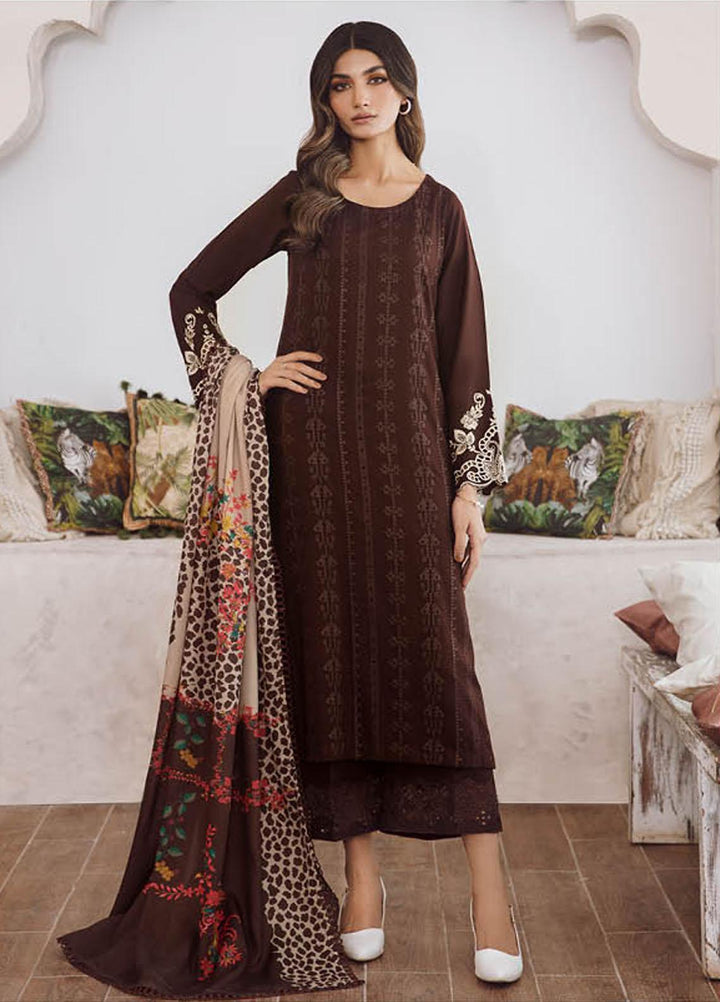 Charizma Embroidered Leather Peach Suits Unstitched 3 Piece CRZ23PS PS3-01 - Winter Collection