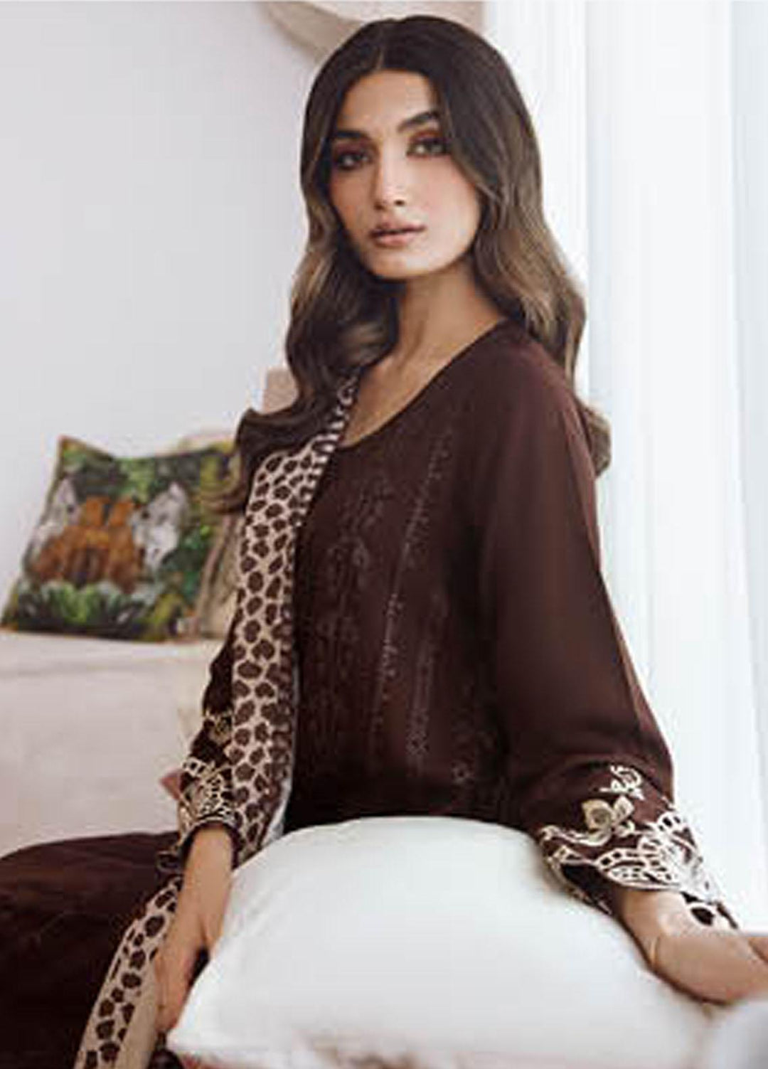 Charizma Embroidered Leather Peach Suits Unstitched 3 Piece CRZ23PS PS3-01 - Winter Collection