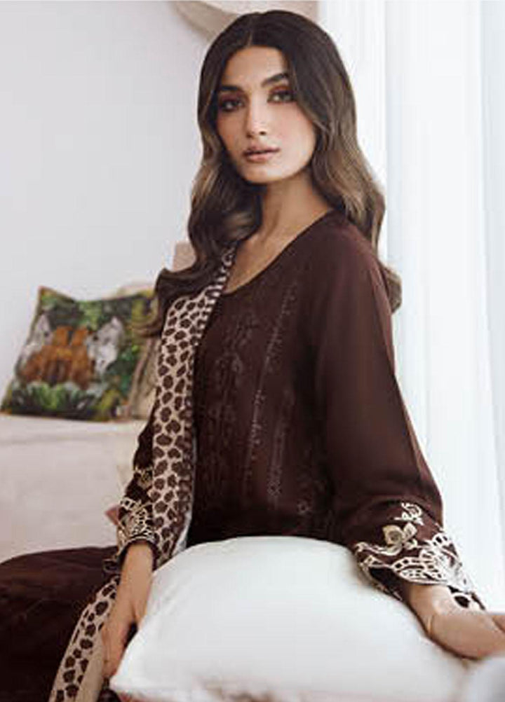 Charizma Embroidered Leather Peach Suits Unstitched 3 Piece CRZ23PS PS3-01 - Winter Collection