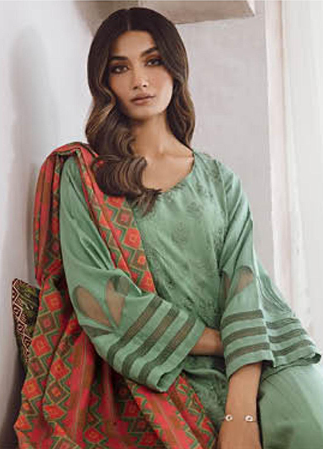 Charizma Embroidered Leather Peach Suits Unstitched 3 Piece CRZ23PS PS3-03 - Winter Collection