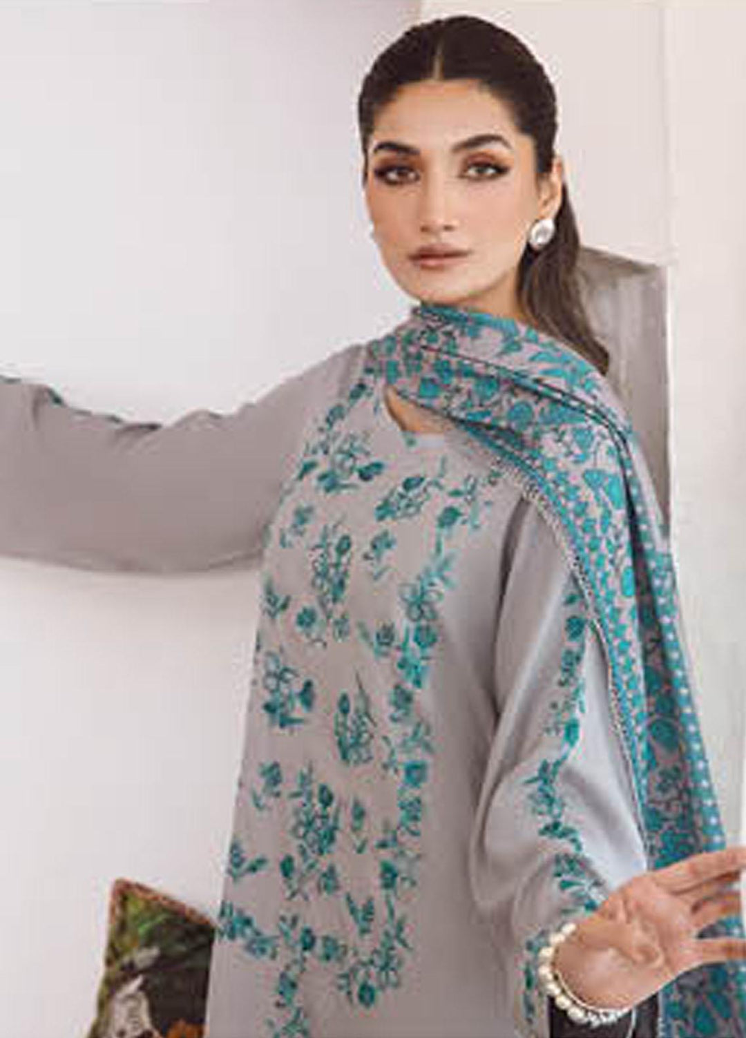 Charizma Embroidered Leather Peach Suits Unstitched 3 Piece CRZ23PS PS3-04 - Winter Collection