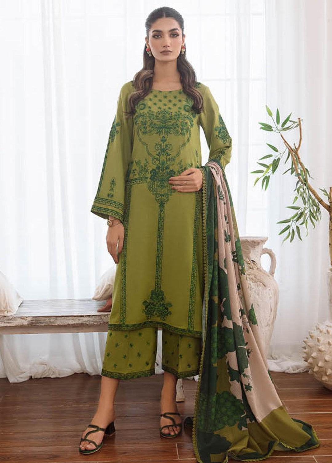 Charizma Embroidered Leather Peach Suits Unstitched 3 Piece CRZ23PS PS3-05 - Winter Collection