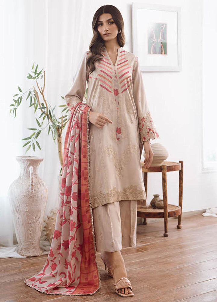 Charizma Embroidered Leather Peach Suits Unstitched 3 Piece CRZ23PS PS3-06 - Winter Collection