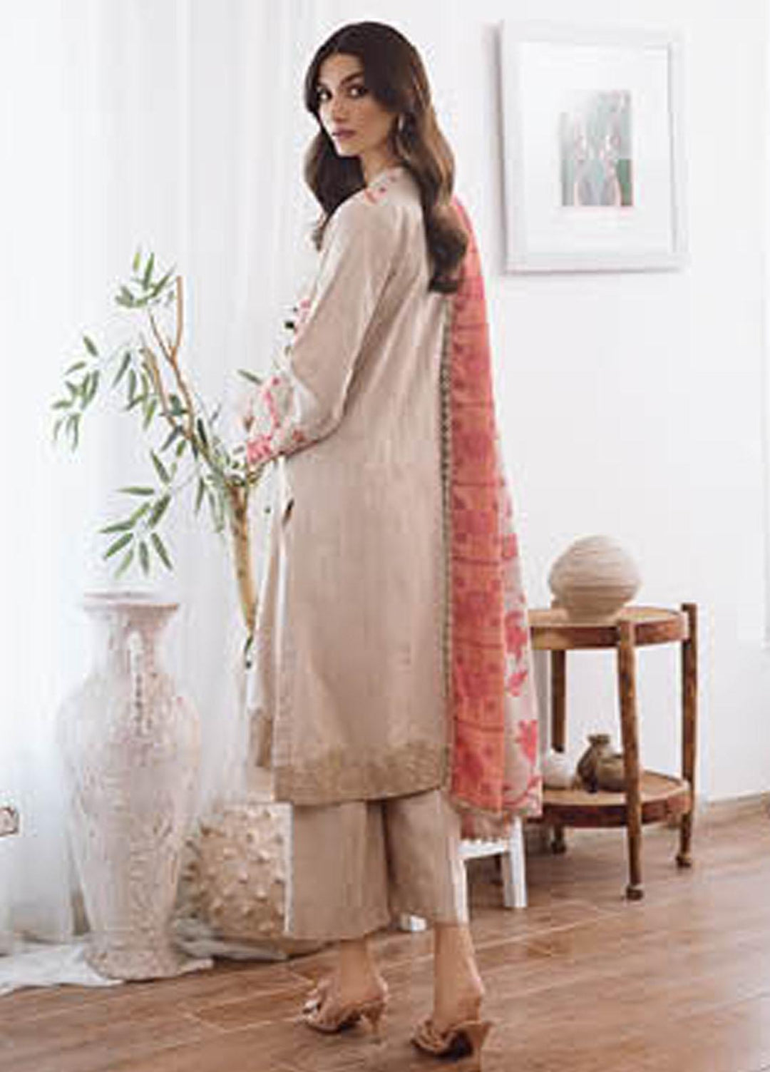 Charizma Embroidered Leather Peach Suits Unstitched 3 Piece CRZ23PS PS3-06 - Winter Collection