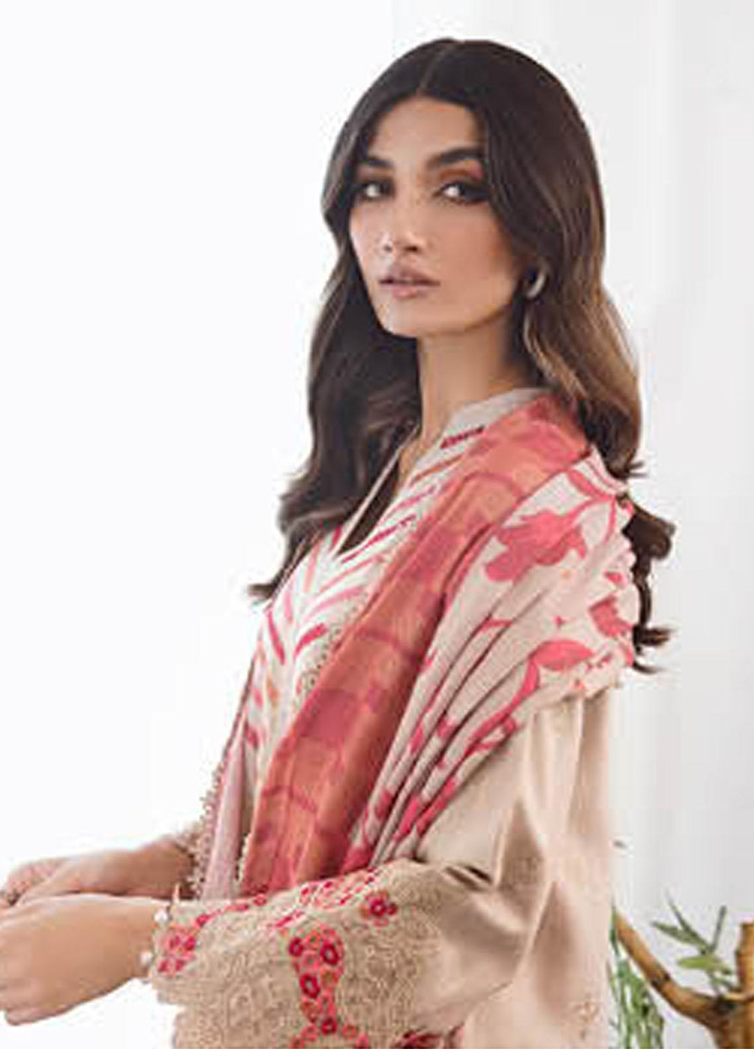 Charizma Embroidered Leather Peach Suits Unstitched 3 Piece CRZ23PS PS3-06 - Winter Collection