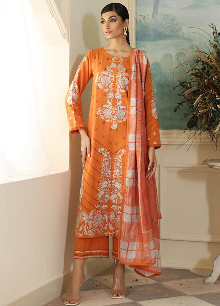 Charizma Embroidered Leather Peach Suits Unstitched 3 Piece CRZ23PS PS3-08 - Winter Collection