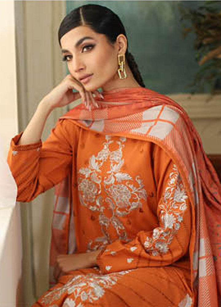 Charizma Embroidered Leather Peach Suits Unstitched 3 Piece CRZ23PS PS3-08 - Winter Collection