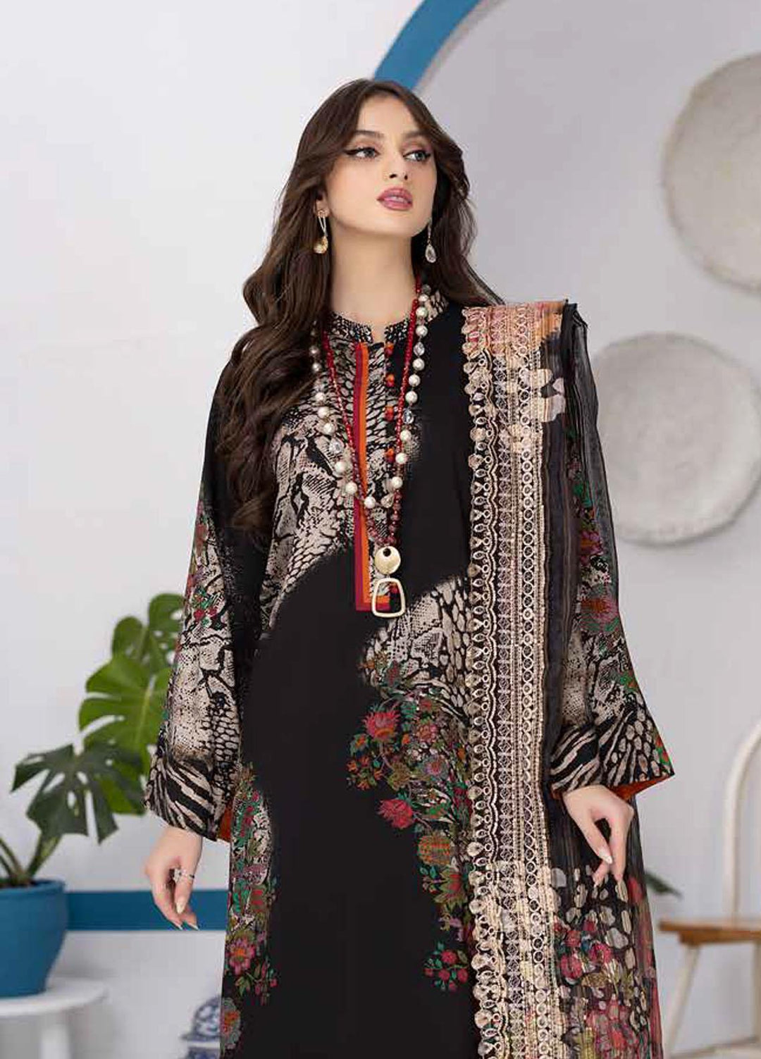 Print Melody by Charizma Embroidered Marina Suits Unstitched 3 Piece CRZ22MC PEW-02 - Winter Collection