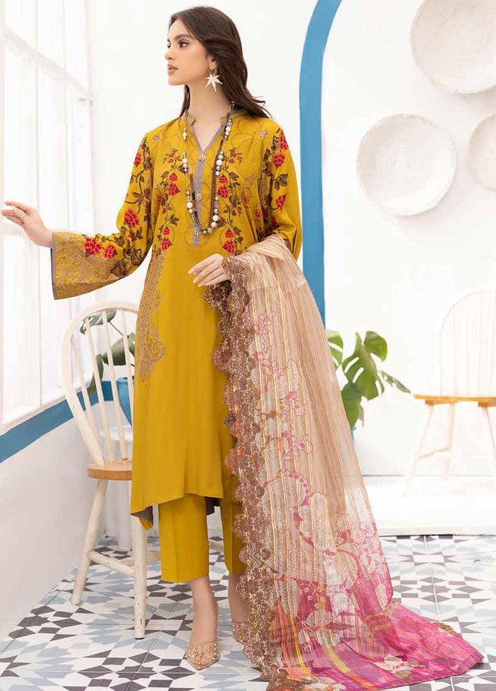 Print Melody by Charizma Embroidered Marina Suits Unstitched 3 Piece CRZ22MC PEW-09 - Winter Collection