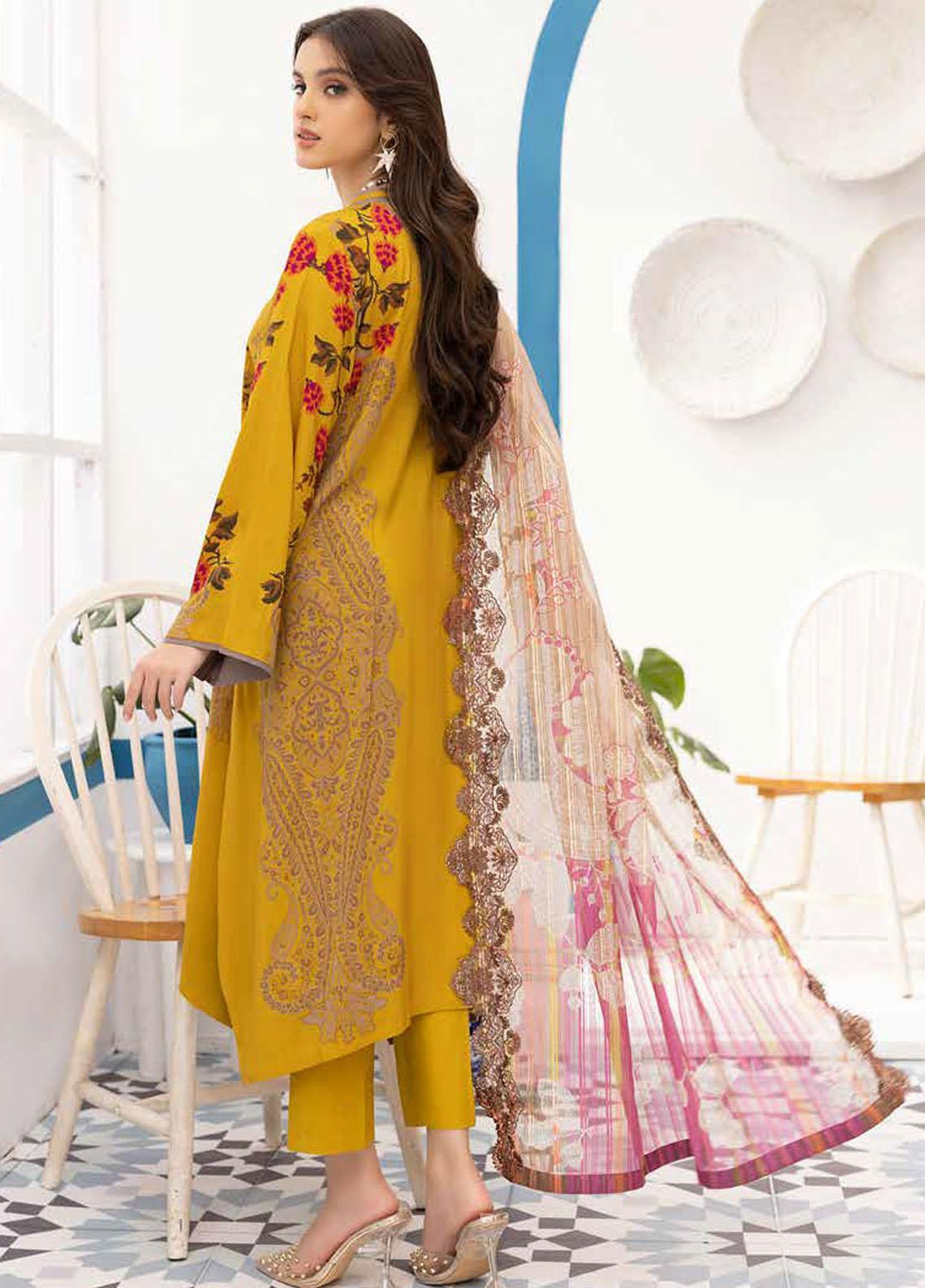 Print Melody by Charizma Embroidered Marina Suits Unstitched 3 Piece CRZ22MC PEW-09 - Winter Collection