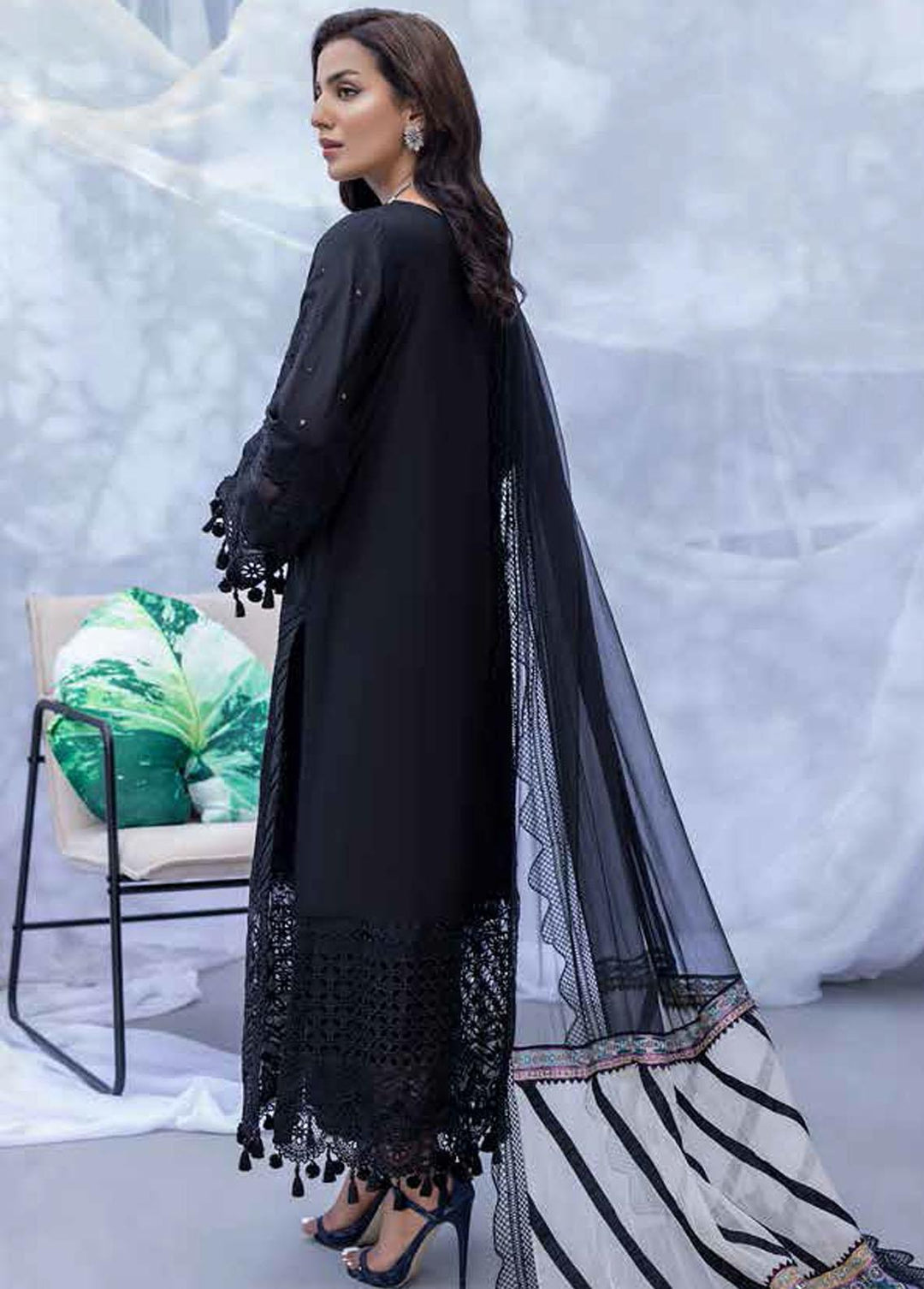 Qara By Charizma Embroidered Lawn Suits Unstitched 3 Piece CRZ22-QB2 CQ-09 - Black & White Collection