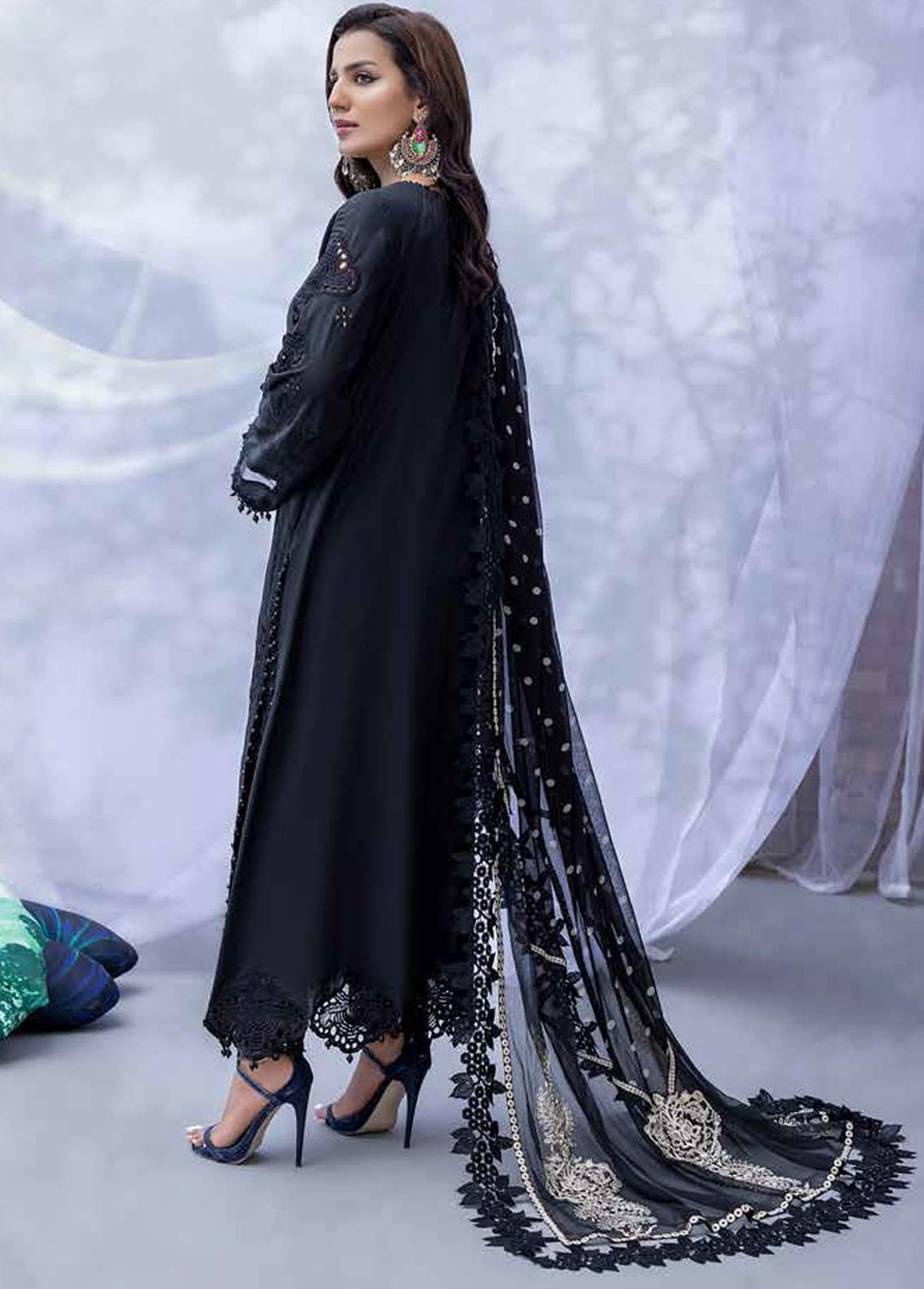 Qara By Charizma Embroidered Lawn Suits Unstitched 3 Piece CRZ22-QB2 CQ-13 - Black & White Collection