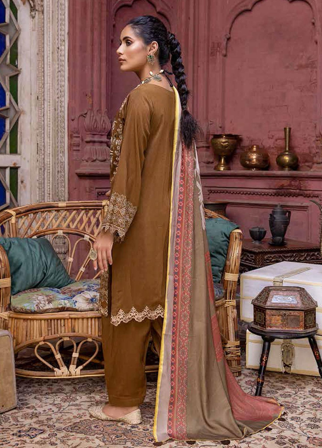 Charizma Embroidered Leather Suits Unstitched 3 Piece CRZ21RL RMW-08 - Winter Collection