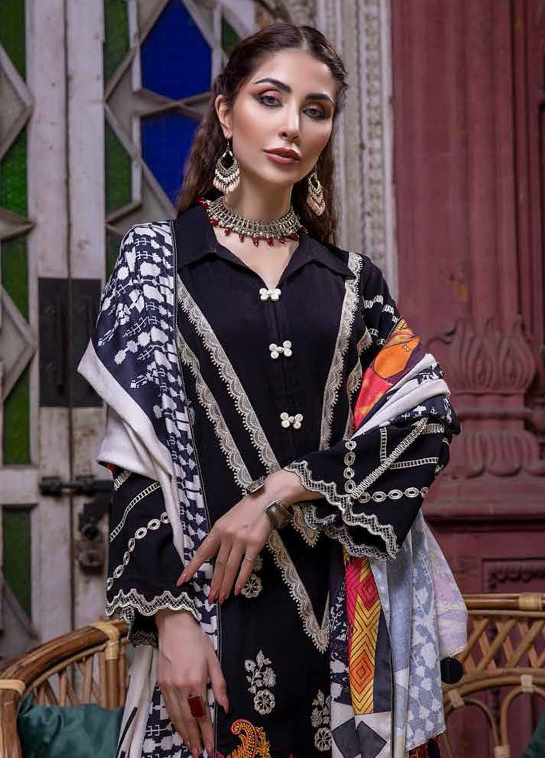 Charizma Embroidered Leather Suits Unstitched 3 Piece CRZ21RL RMW-09 - Winter Collection