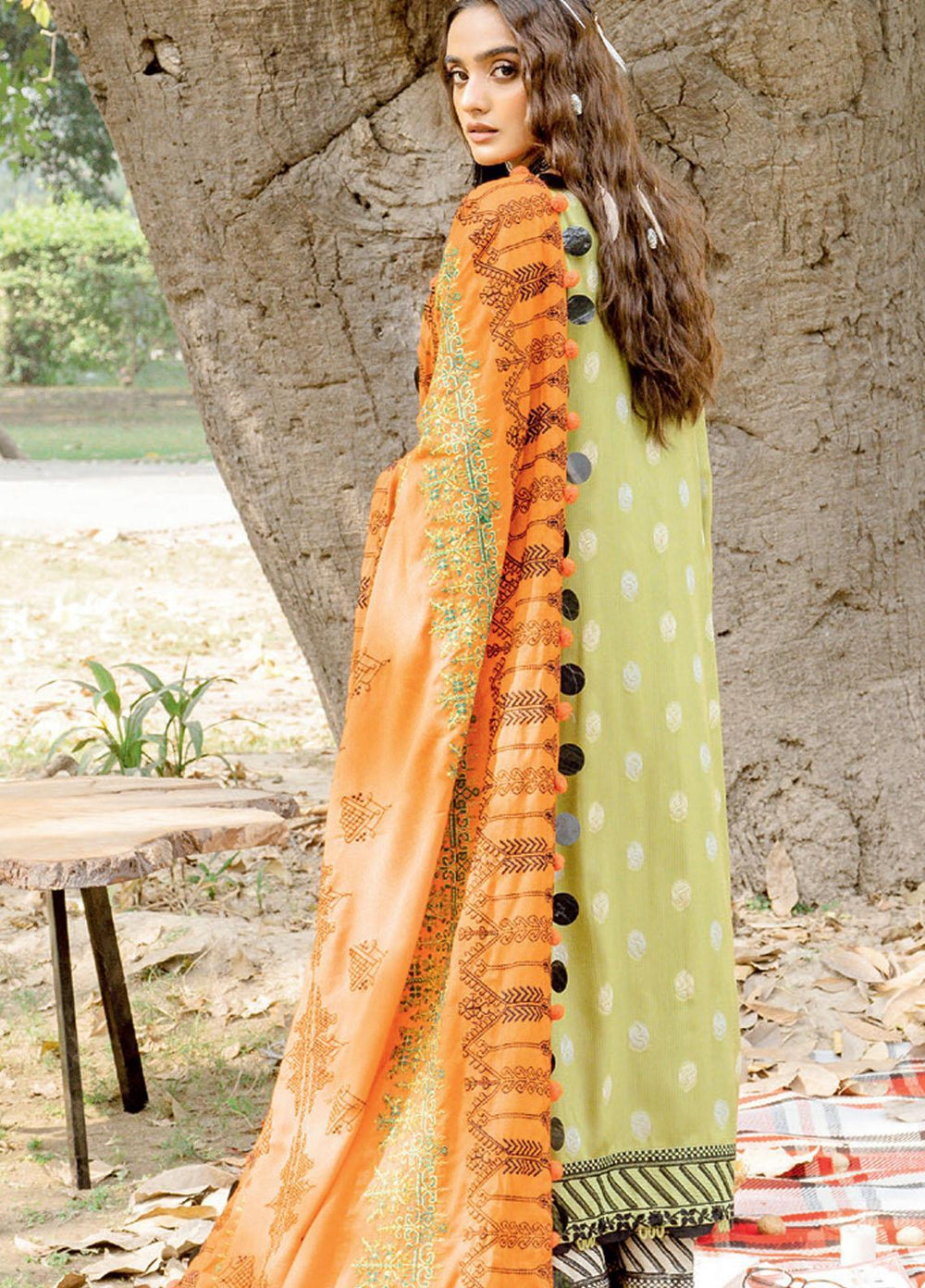 Charizma Embroidered Missouri Jacquard Suits Unstitched 3 Piece CRZ21MK MSK-17 MOSS GREEN - Winter Collection