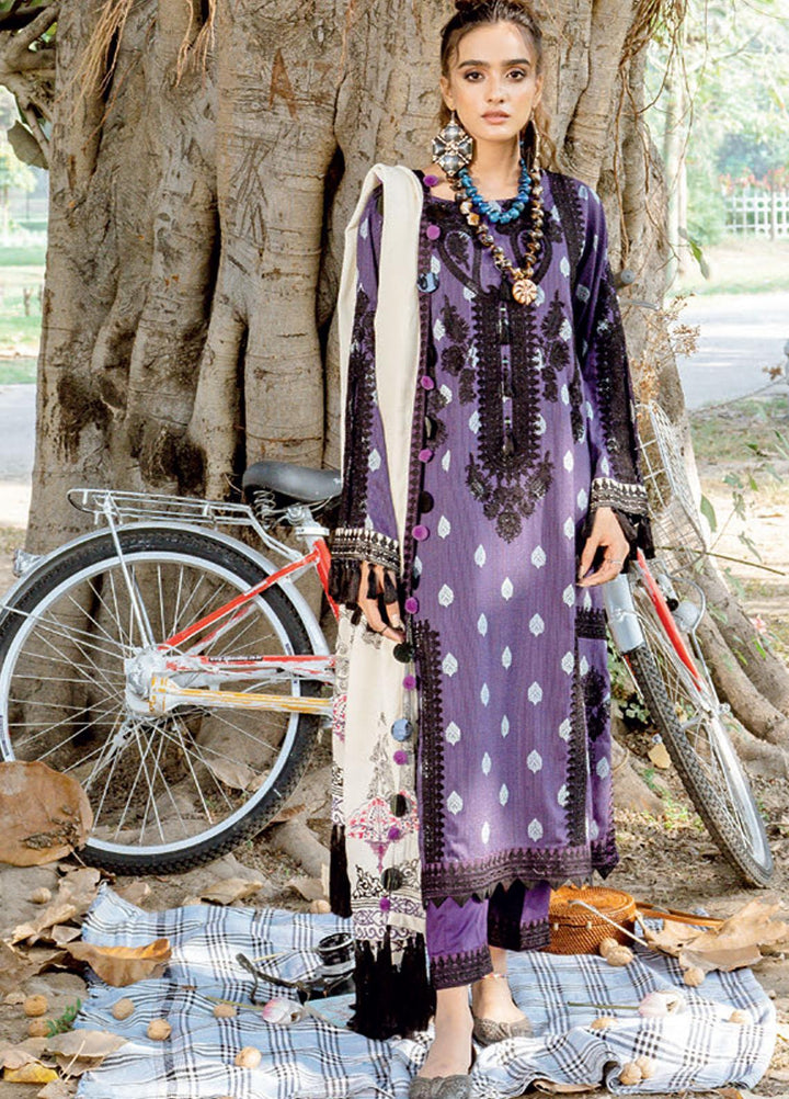 Charizma Embroidered Missouri Jacquard Suits Unstitched 3 Piece CRZ21MK MSK-21 MULBEERY BRUST - Winter Collection