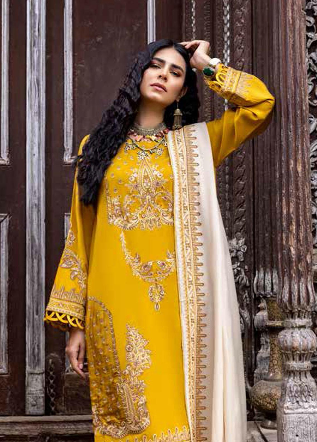 Signature Series By Charizma Embroidered Leather Peach Suits Unstitched 3 Piece CRZ22LP CSS-02 - Winter Collection