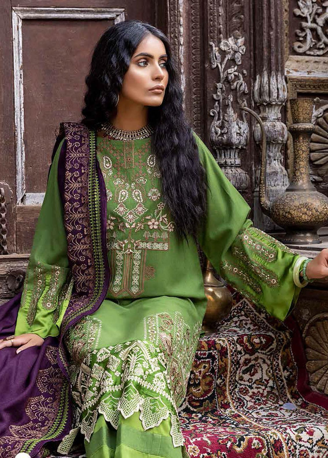 Signature Series By Charizma Embroidered Leather Peach Suits Unstitched 3 Piece CRZ22LP CSS-04 - Winter Collection