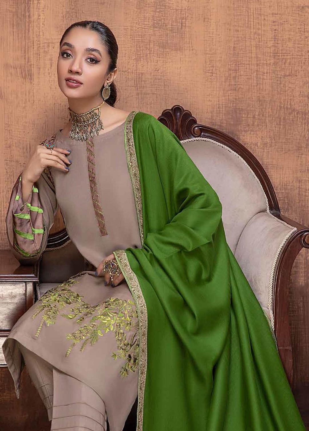 Signature Series By Charizma Embroidered Leather Peach Suits Unstitched 3 Piece CRZ22LP CSS-05 - Winter Collection