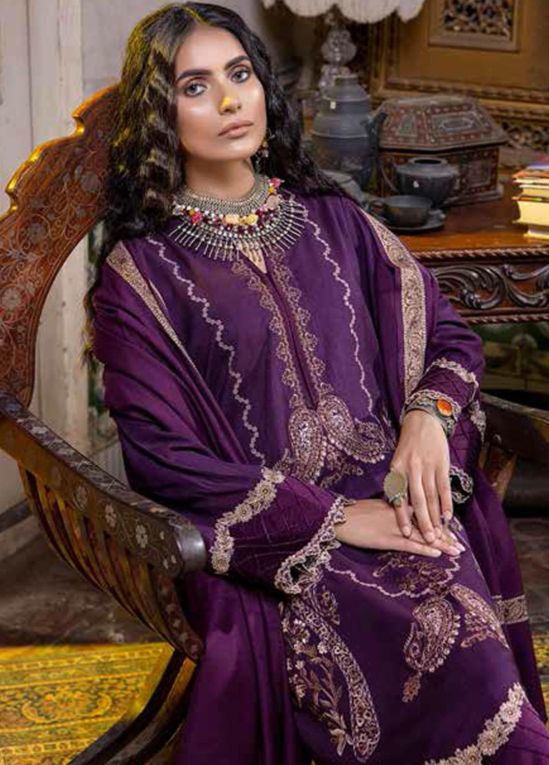 Signature Series By Charizma Embroidered Leather Peach Suits Unstitched 3 Piece CRZ22LP CSS-06 - Winter Collection