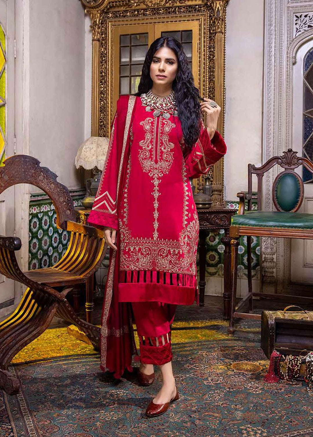 Signature Series By Charizma Embroidered Leather Peach Suits Unstitched 3 Piece CRZ22LP CSS-07 - Winter Collection