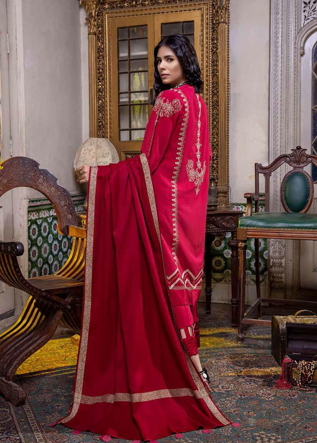 Signature Series By Charizma Embroidered Leather Peach Suits Unstitched 3 Piece CRZ22LP CSS-07 - Winter Collection