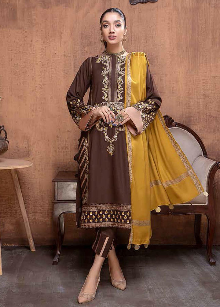 Signature Series By Charizma Embroidered Leather Peach Suits Unstitched 3 Piece CRZ22LP CSS-08 - Winter Collection