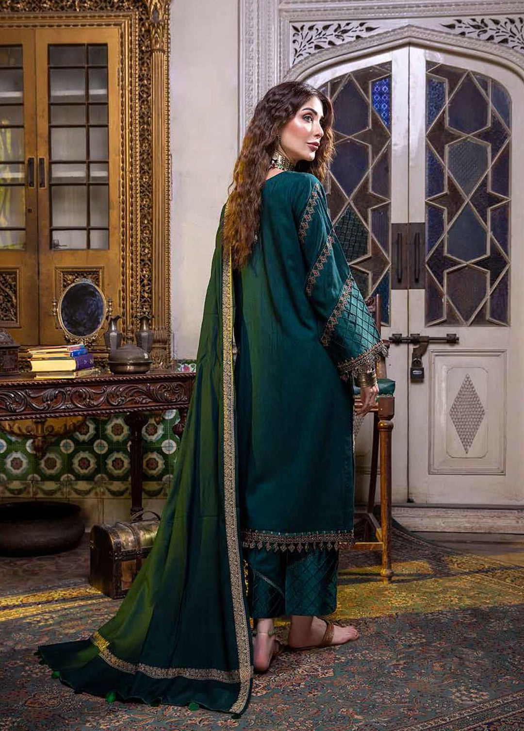 Signature Series By Charizma Embroidered Leather Peach Suits Unstitched 3 Piece CRZ22LP CSS-09 - Winter Collection