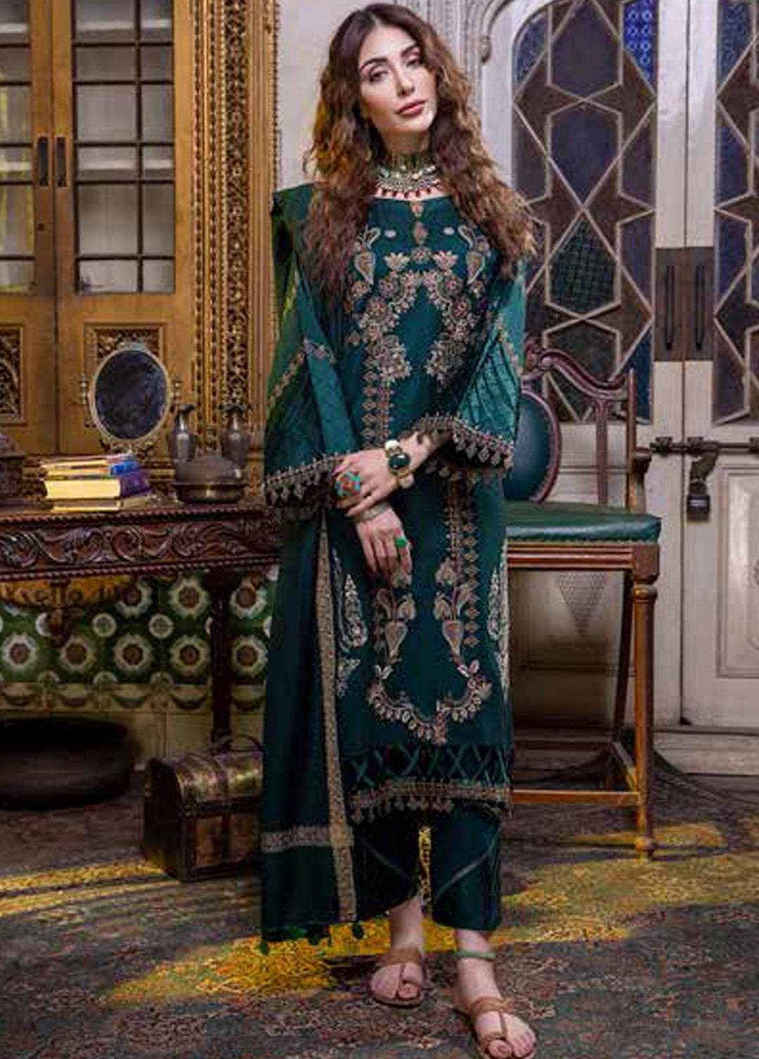 Signature Series By Charizma Embroidered Leather Peach Suits Unstitched 3 Piece CRZ22LP CSS-09 - Winter Collection