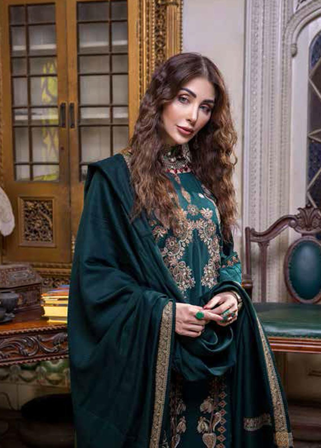 Signature Series By Charizma Embroidered Leather Peach Suits Unstitched 3 Piece CRZ22LP CSS-09 - Winter Collection