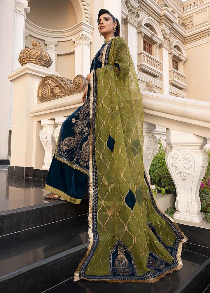 Charizma Embroidered Velvet Suits Unstitched 3 Piece CRZ22-V2 CV-07 - Luxury Collection