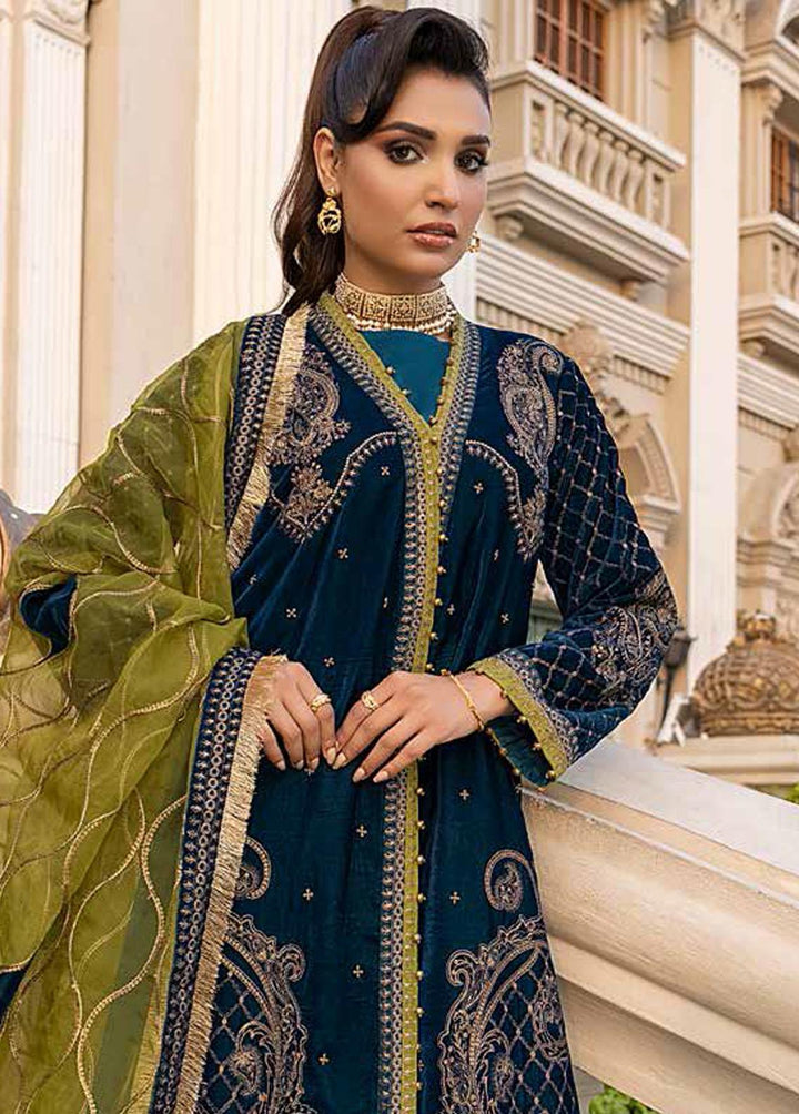 Charizma Embroidered Velvet Suits Unstitched 3 Piece CRZ22-V2 CV-07 - Luxury Collection