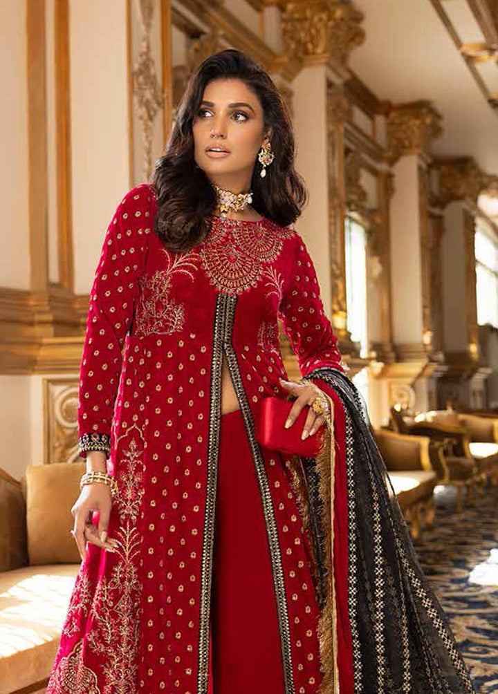 Charizma Embroidered Velvet Suits Unstitched 3 Piece CRZ22-V2 CV-08 - Luxury Collection
