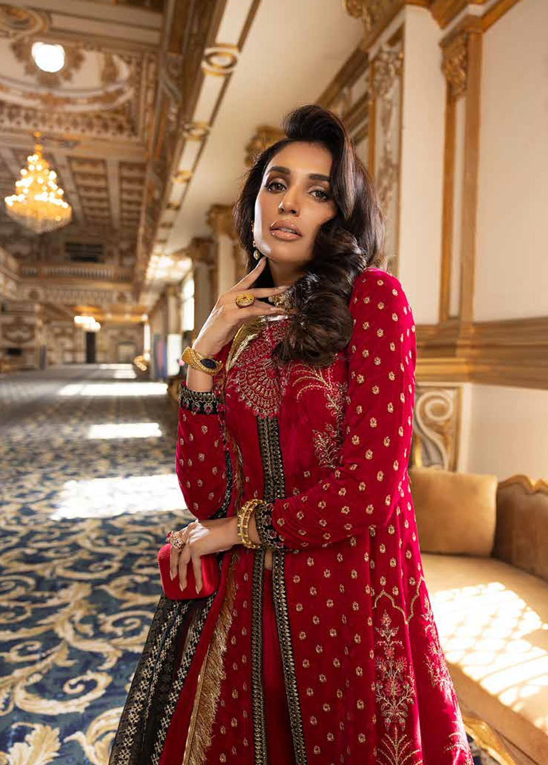 Charizma Embroidered Velvet Suits Unstitched 3 Piece CRZ22-V2 CV-08 - Luxury Collection